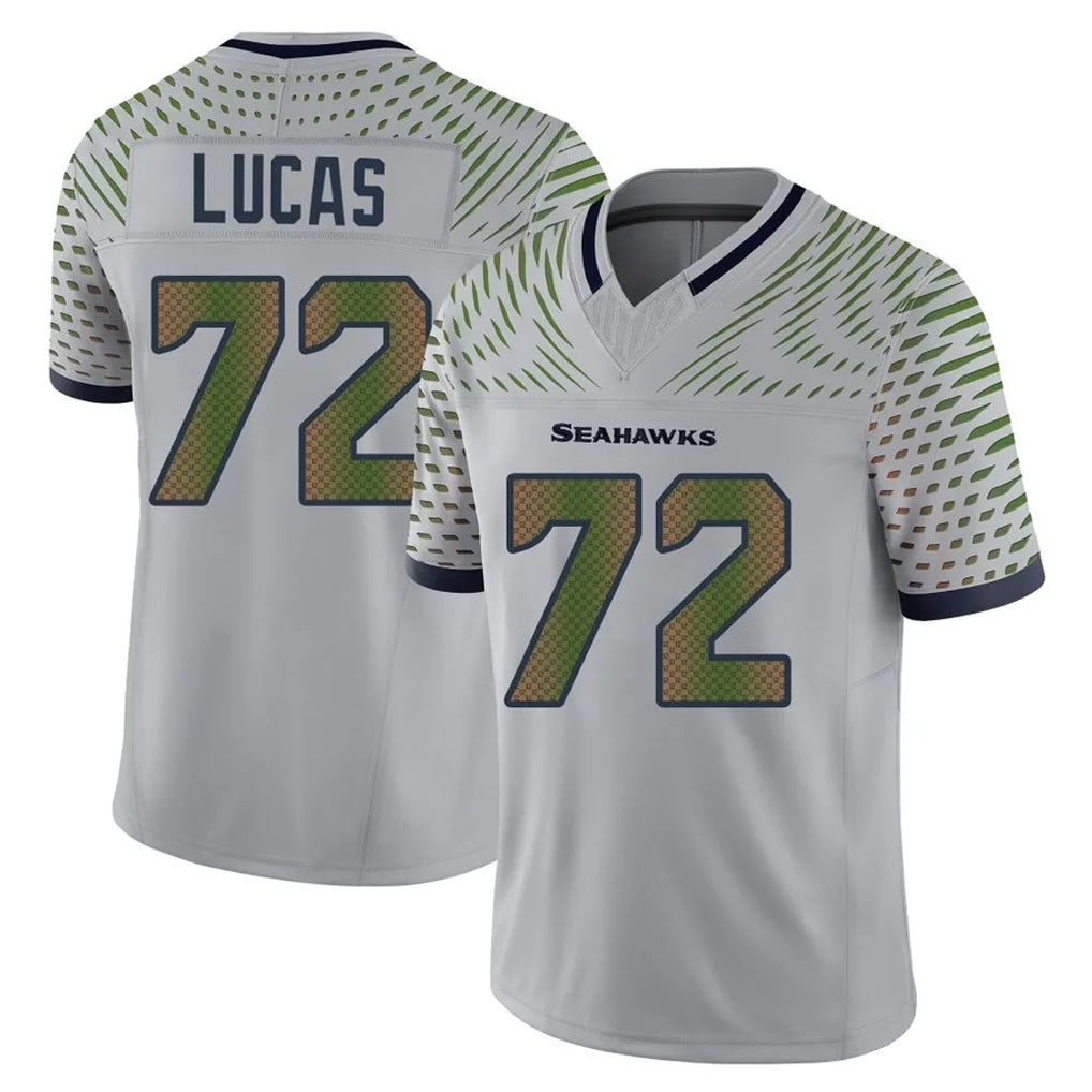 Choea S.Seahawks #72 Abraham Lucas Player Grey Limited 2025 Rivalries Collection Home Game Stitched Jerseys