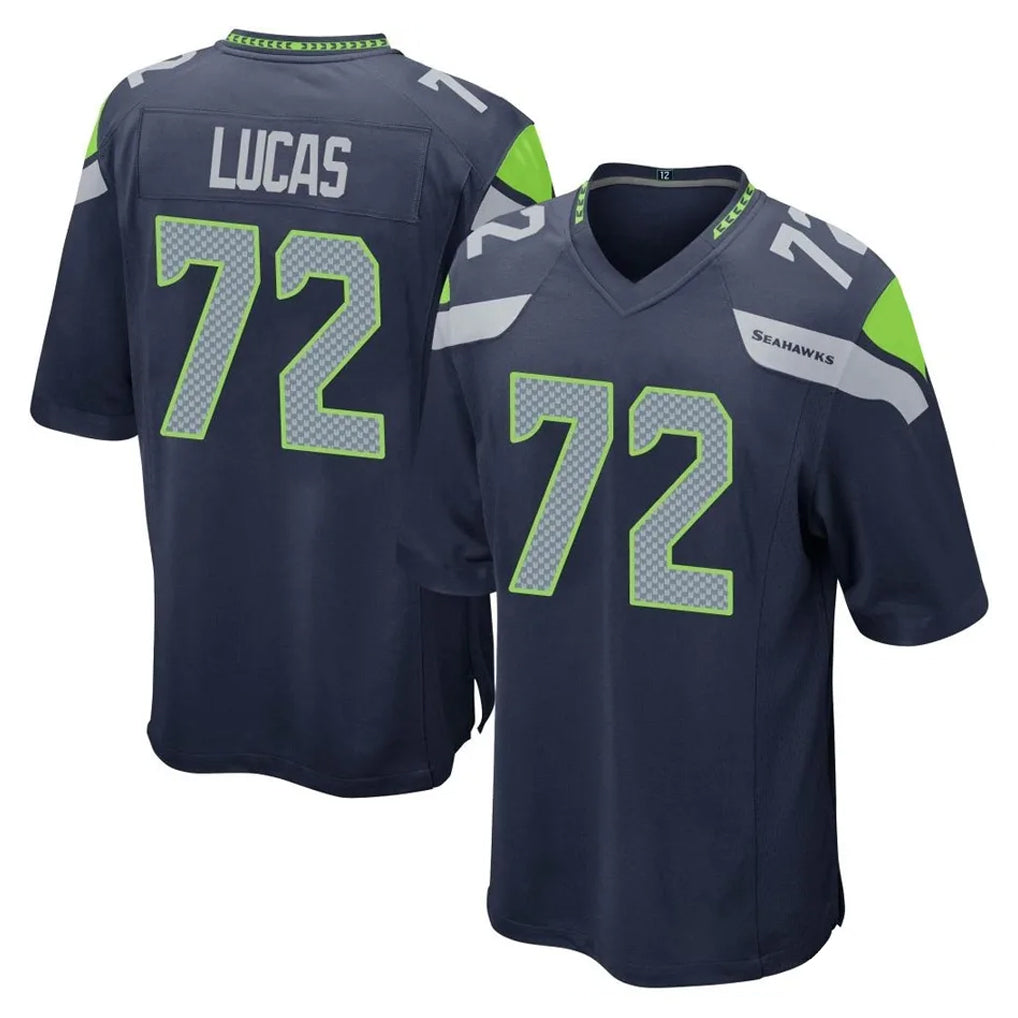 Choea S.Seahawks #72 Abraham Lucas Player Navy Home Game Stitched Jerseys