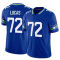 Choea S.Seahawks #72 Abraham Lucas Player Royal Limited Throwback Vapor F.U.S.E. Home Game Stitched Jerseys