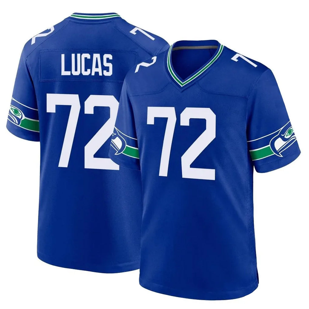 Choea S.Seahawks #72 Abraham Lucas Player Royal Throwback Home Game Stitched Jerseys