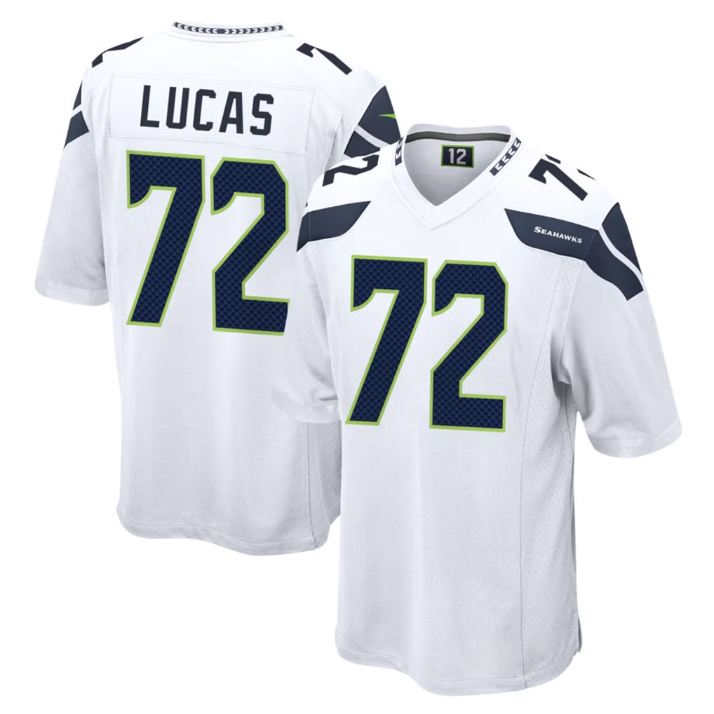 Choea S.Seahawks #72 Abraham Lucas Player White Home Game Stitched Jerseys
