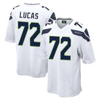 Choea S.Seahawks #72 Abraham Lucas Player White Home Game Stitched Jerseys