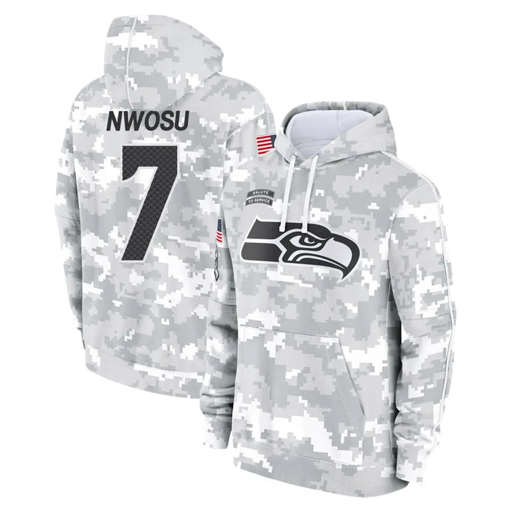 Choea S.Seahawks #7 Uchenna Nwosu Player Arctic Camo Limited Salute to Service Pullover Hoodies Game Stitched Jerseys
