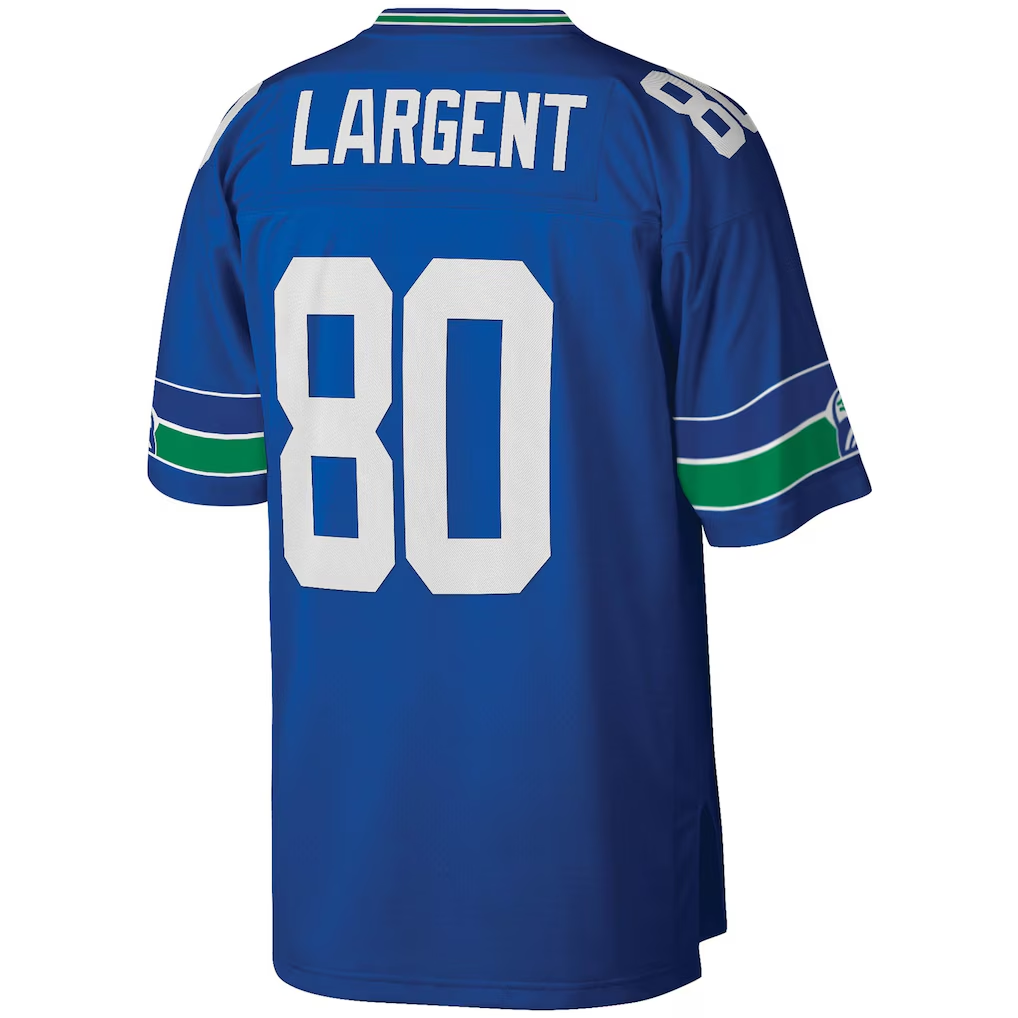 Choea S.Seahawks #80 Steve Largent Mitchell & Ness Royal Legacy Replica Stitched Puhic Jersey