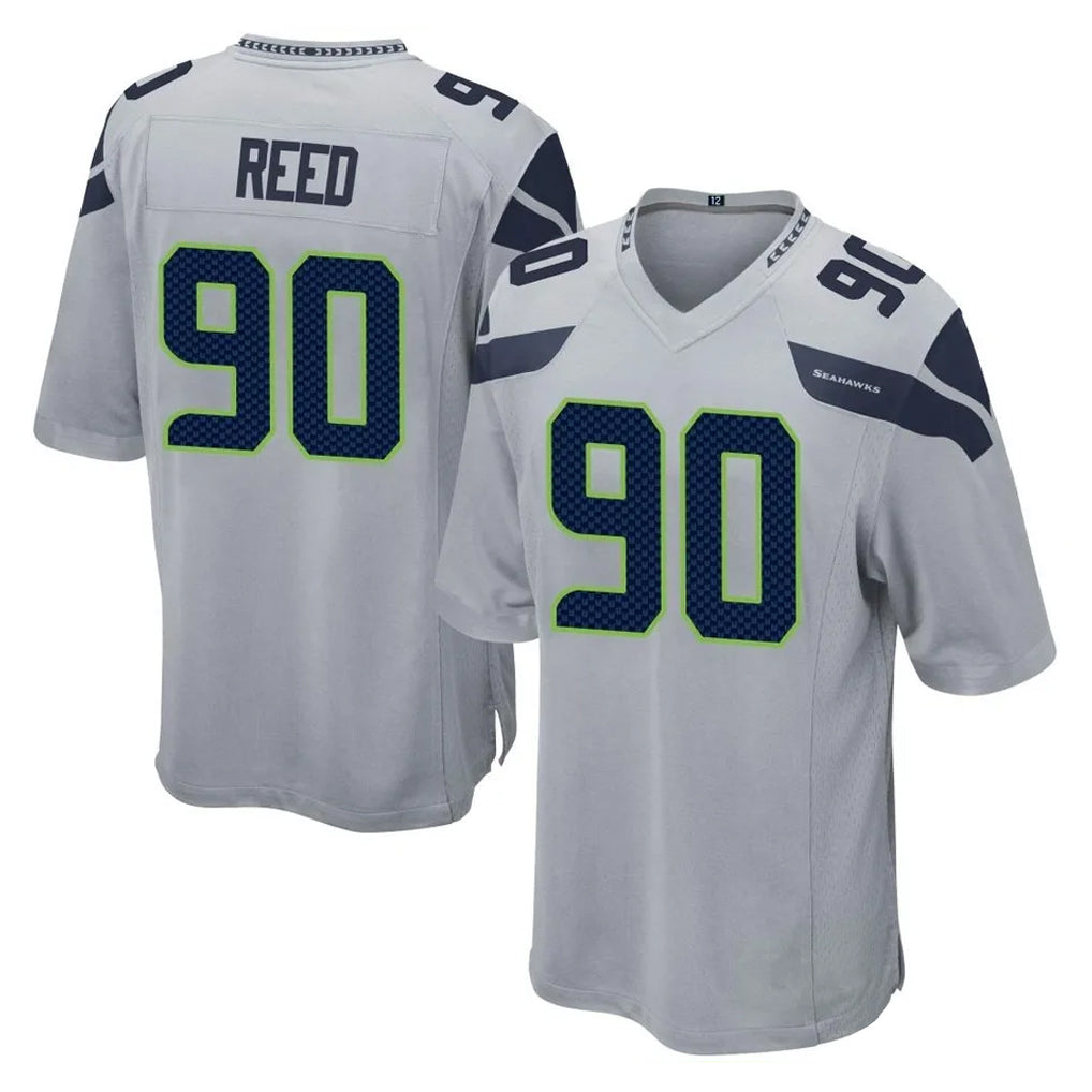 Choea S.Seahawks #90 Jarran Reed Player Gray Home Game Stitched Jerseys