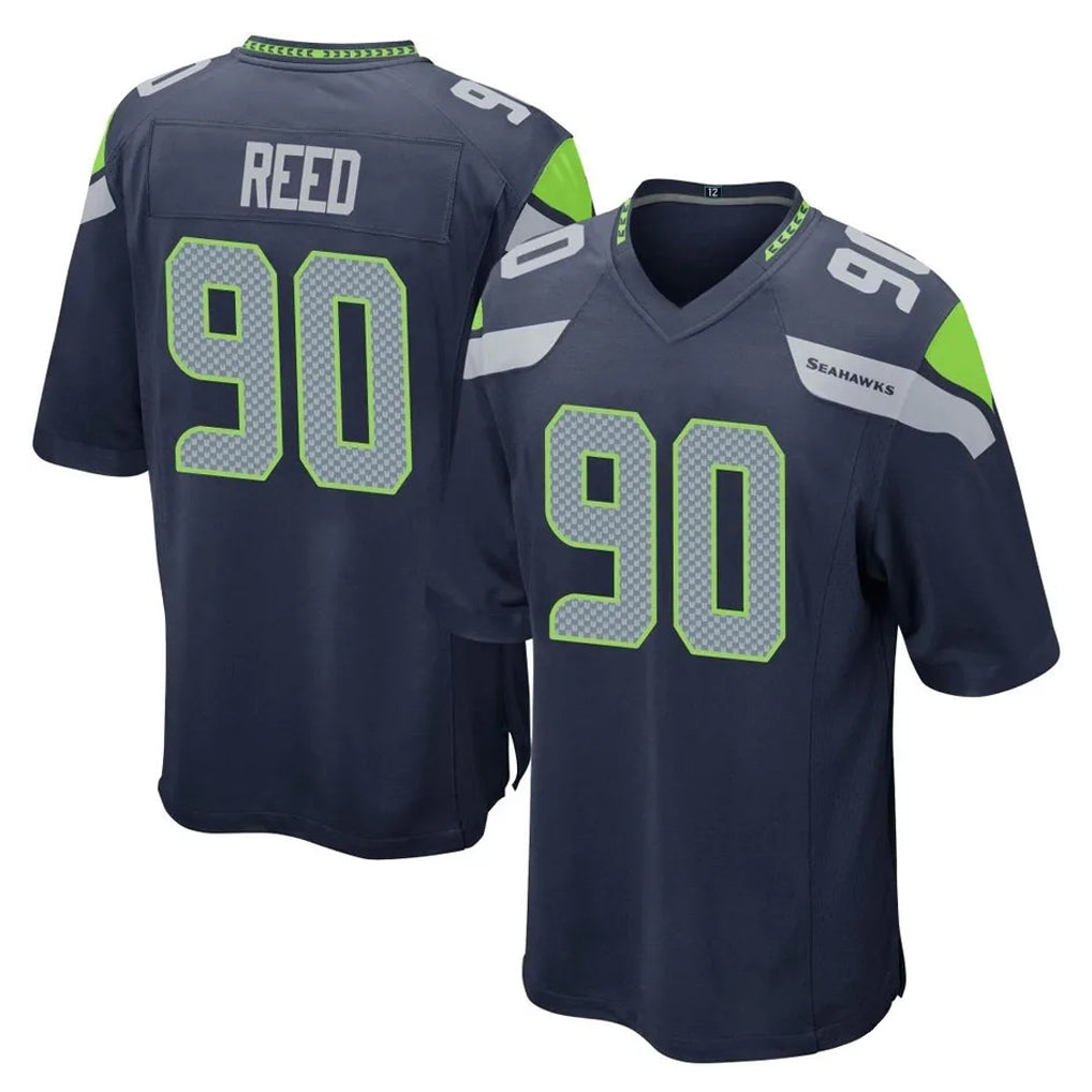Choea S.Seahawks #90 Jarran Reed Player Navy Home Game Stitched Jerseys