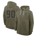 Choea S.Seahawks #90 Jarran Reed Player Olive Salute to Service Pullover Hoodies Limited Stitched Jerseys