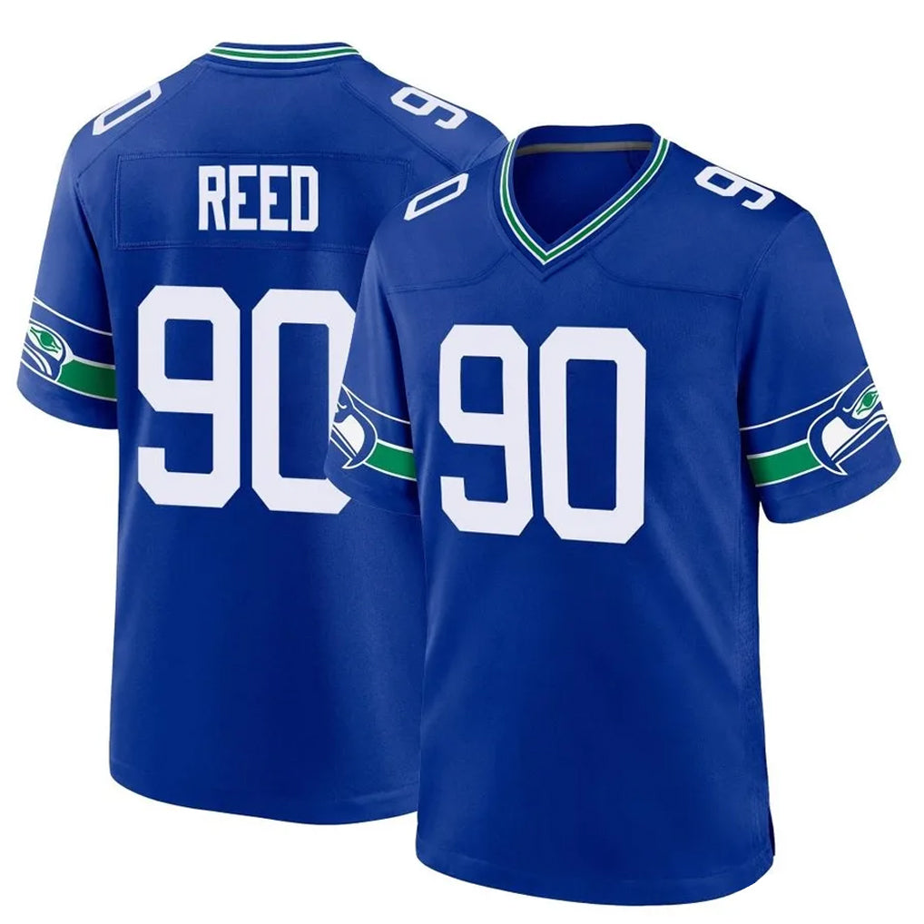 Choea S.Seahawks #90 Jarran Reed Player Royal Throwback Home Game Stitched Jerseys