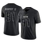 Choea S.Seahawks #91 Byron Murphy II Player Black Limited Reflective Home Game Stitched Jerseys