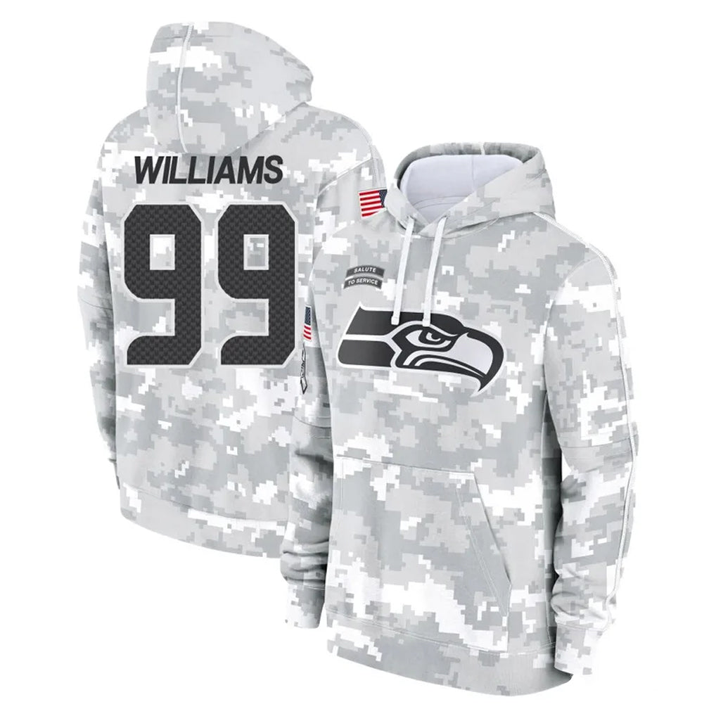 Choea S.Seahawks #99 Leonard Williams Player Arctic Camo Limited Salute to Service Pullover Hoodies Game Stitched Jerseys