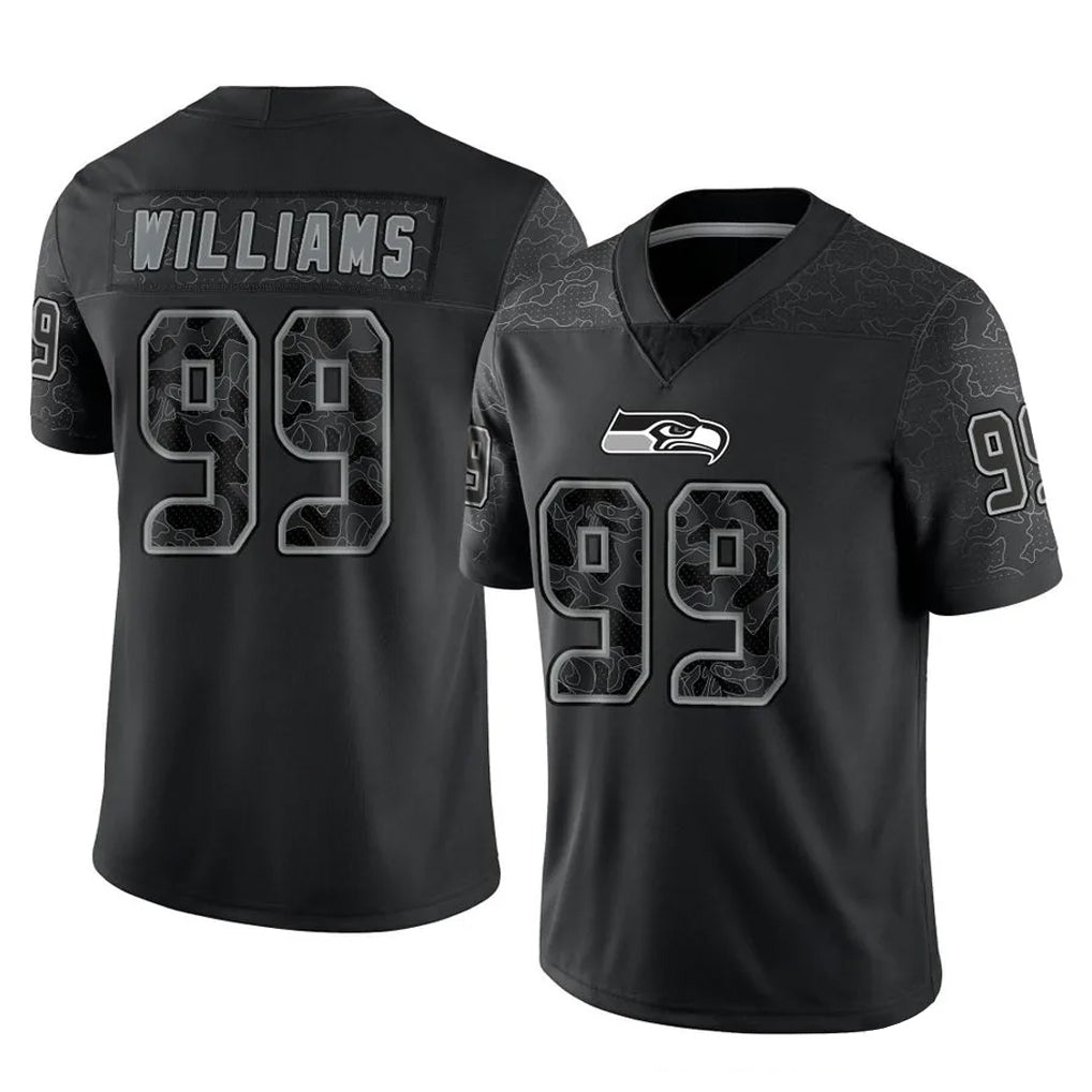 Choea S.Seahawks #99 Leonard Williams Player Black Limited Reflective Home Game Stitched Jerseys