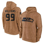 Choea S.Seahawks #99 Leonard Williams Player Brown Limited Salute to Service Pullover Hoodies Game Stitched Jerseys