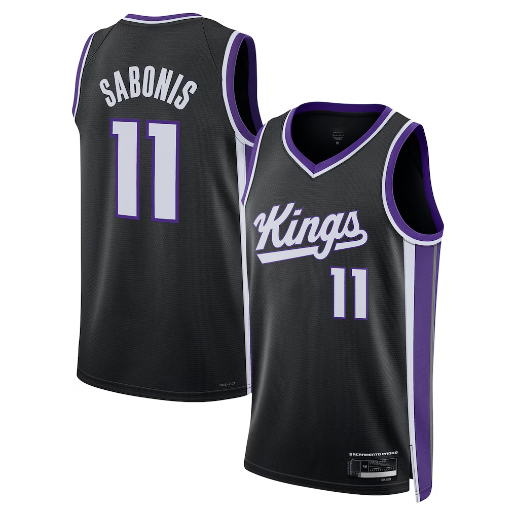 Choea S.kings #11 Domantas Sabonis Black Swingman Player Jerseys - Icon Edition