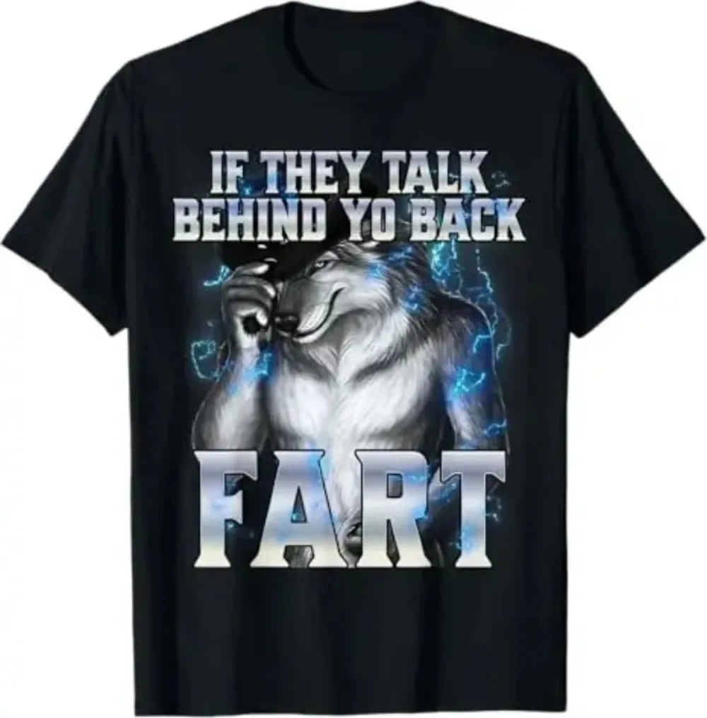 Cheap T-shirt Jerseys Short Sleeved Y2k Tshirt If They Talk Behind Your Back Fart Humor Funny Hide Your Wife The Alpha Is Here Saying Wolf Graphic
