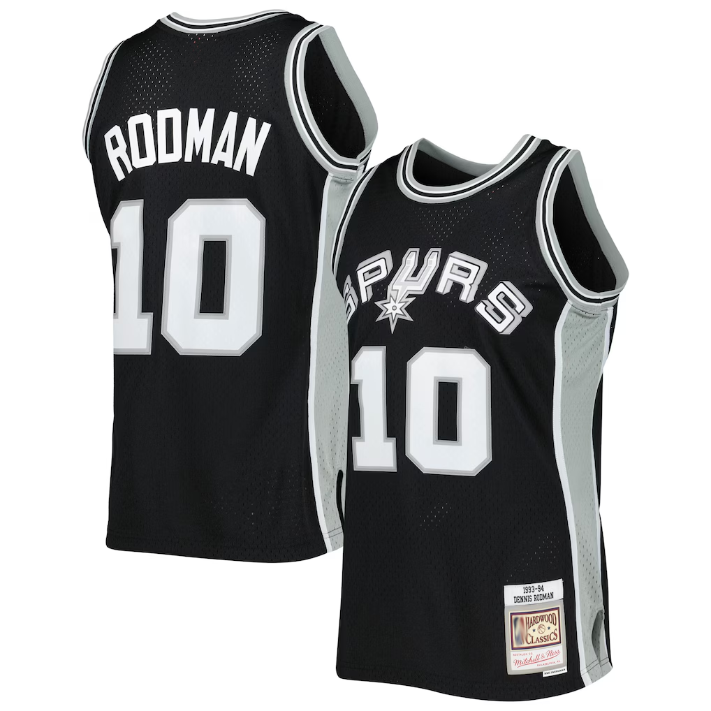 Choea SA.Spurs #10 Dennis Rodman Mitchell & Ness Black 1993-1994 Hardwood Classics Swingman Jerseys