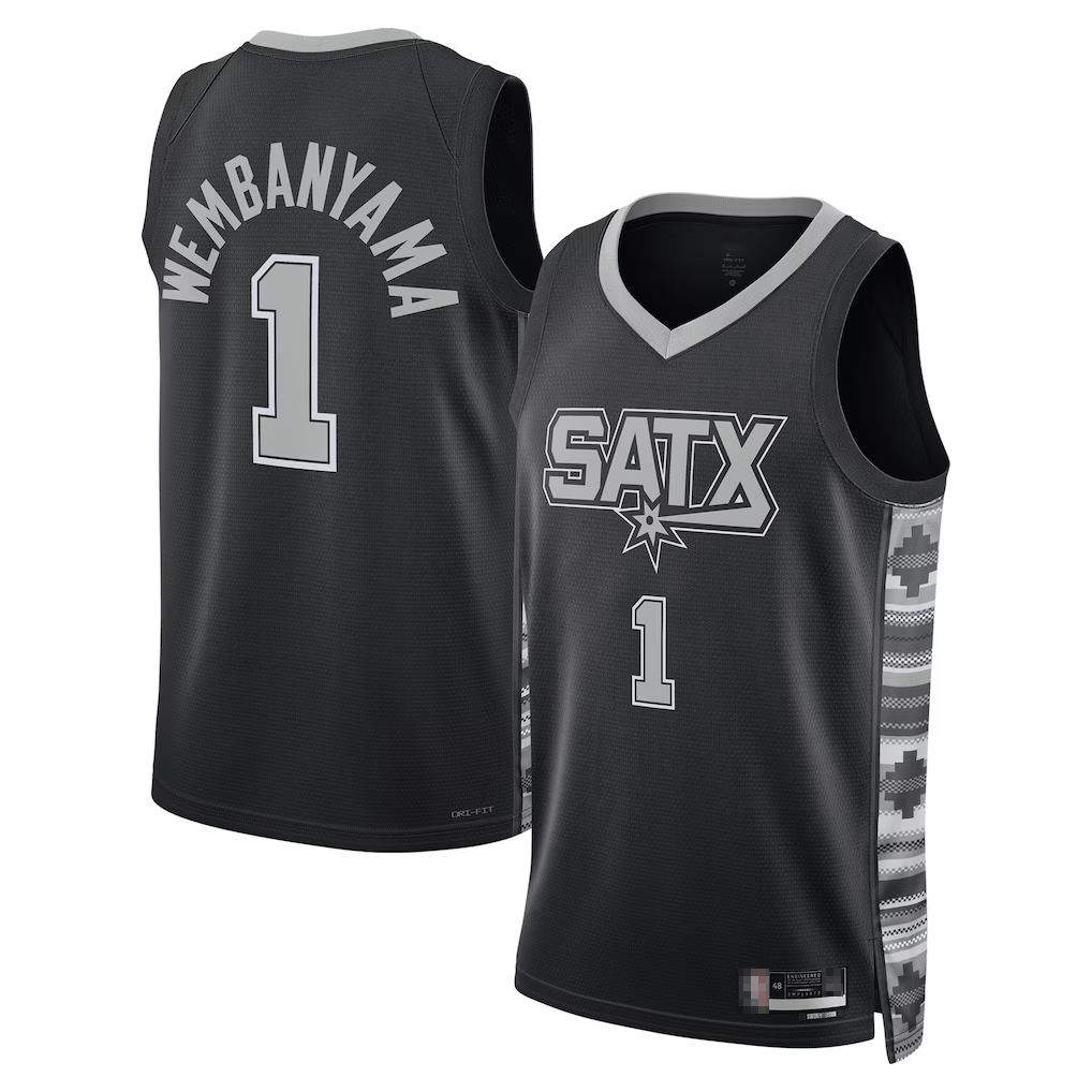Choea SA.Spurs #1 Victor Wembanyama Black Swingman Jerseys - Statement Edition