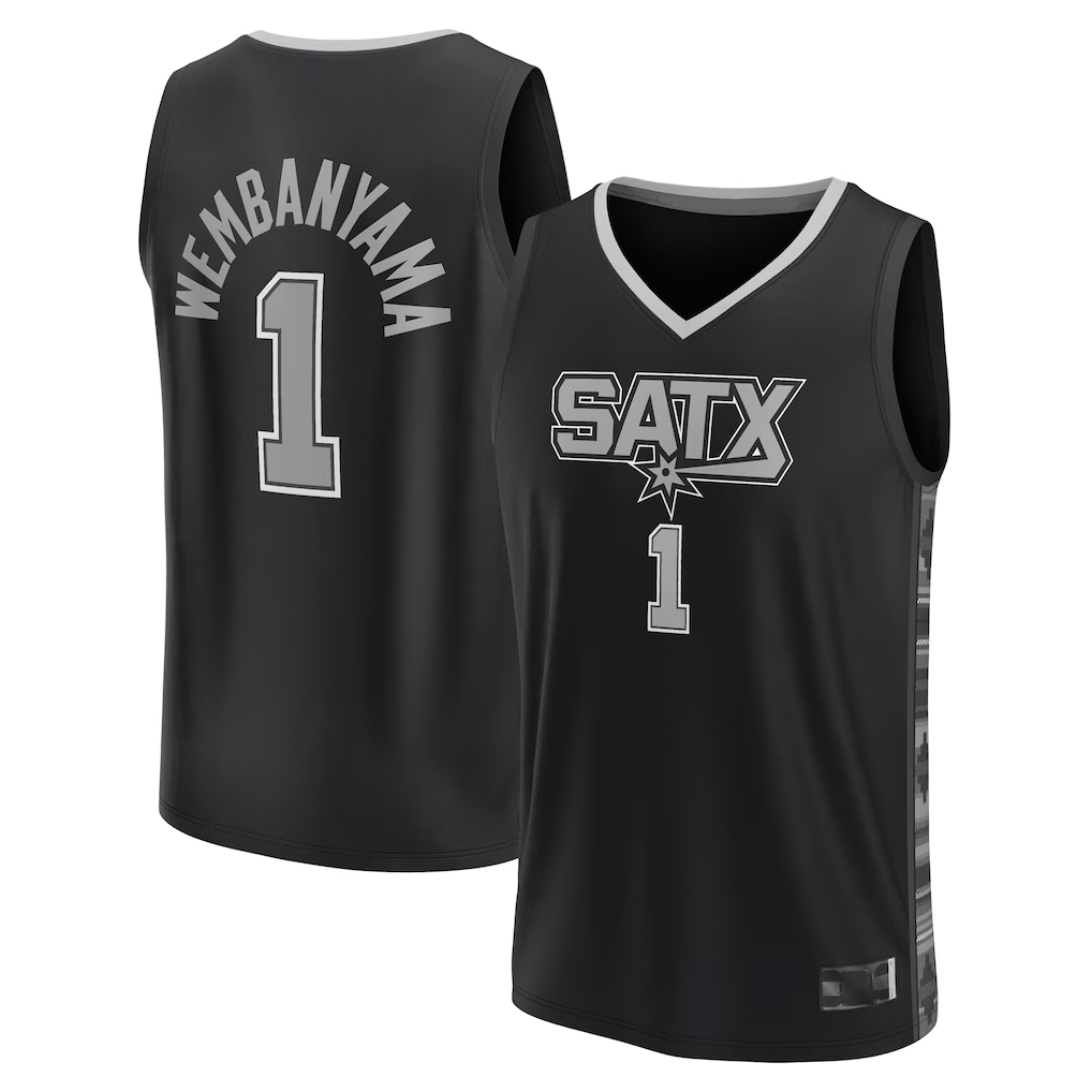 Choea SA.Spurs #1 Victor Wembanyama Fanatics Black Fast Break Player Jerseys - Statement Edition
