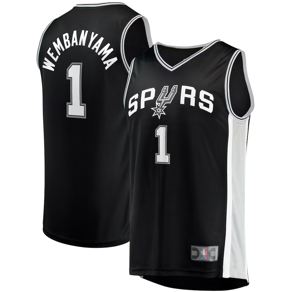 Choea SA.Spurs #1 Victor Wembanyama Fanatics Black Fast Break Replica Jerseys - Icon Edition