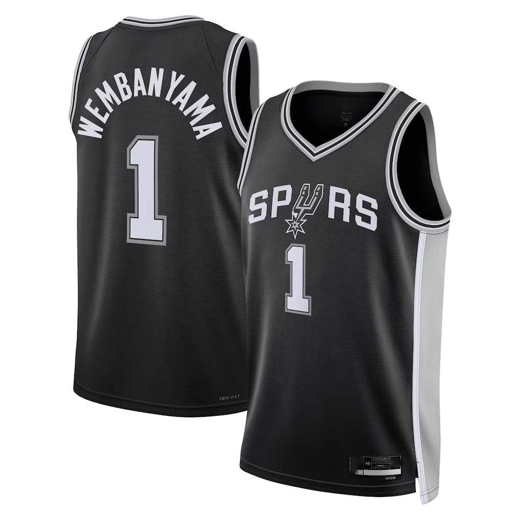 Choea SA.Spurs #1 Victor Wembanyama Fanatics Black Fast Break Replica Player Jerseys - Icon Edition