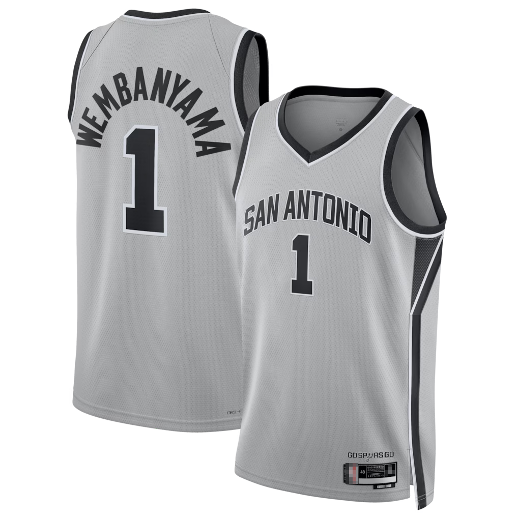 Choea SA.Spurs #1 Victor Wembanyama Silver Swingman Jerseys - Statement Edition