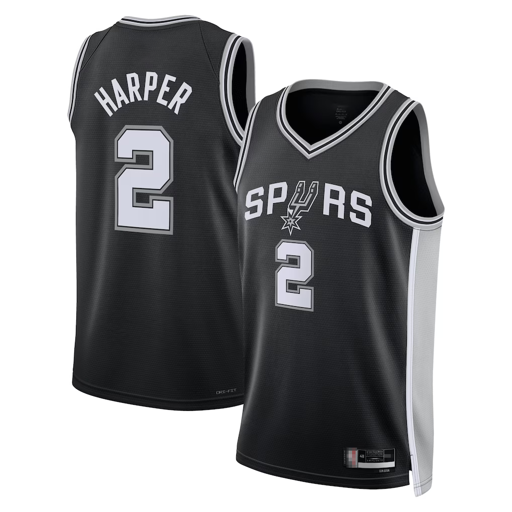 Choea SA.Spurs #2Dylan Harper Black 2025 NBA Draft First Round Pick Swingman Jerseys - Icon Edition
