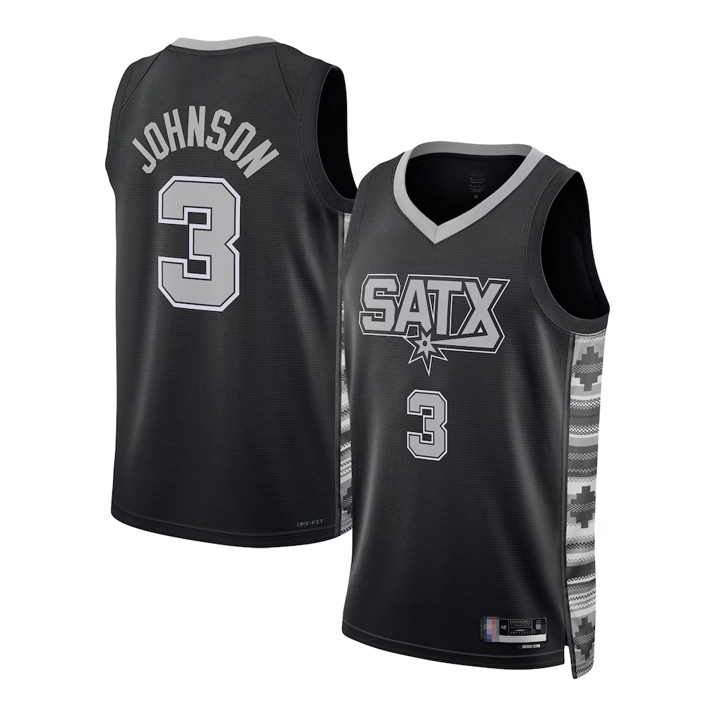Choea SA.Spurs #3 Keldon Johnson Black Swingman Jerseys - Statement Edition