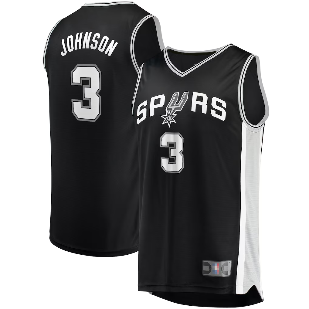 Choea SA.Spurs #3 Keldon Johnson Fanatics Black Fast Break Replica Jerseys - Icon Edition
