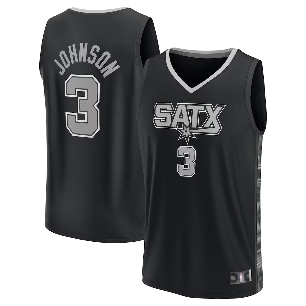 Choea SA.Spurs #3 Keldon Johnson Fanatics Black Fast Break Replica Player Jerseys - Statement Edition