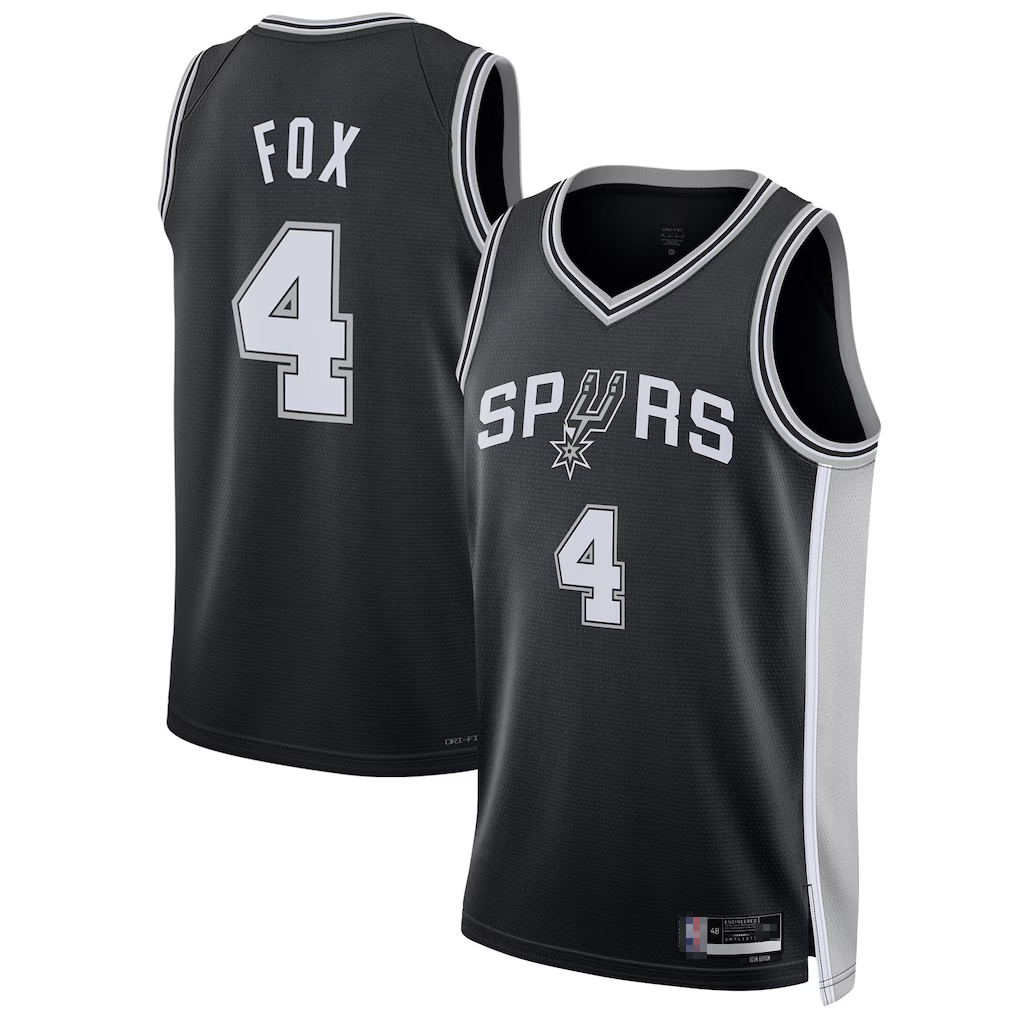 Choea SA.Spurs #4 De'Aaron Fox Black Swingman Player Jerseys - Icon Edition
