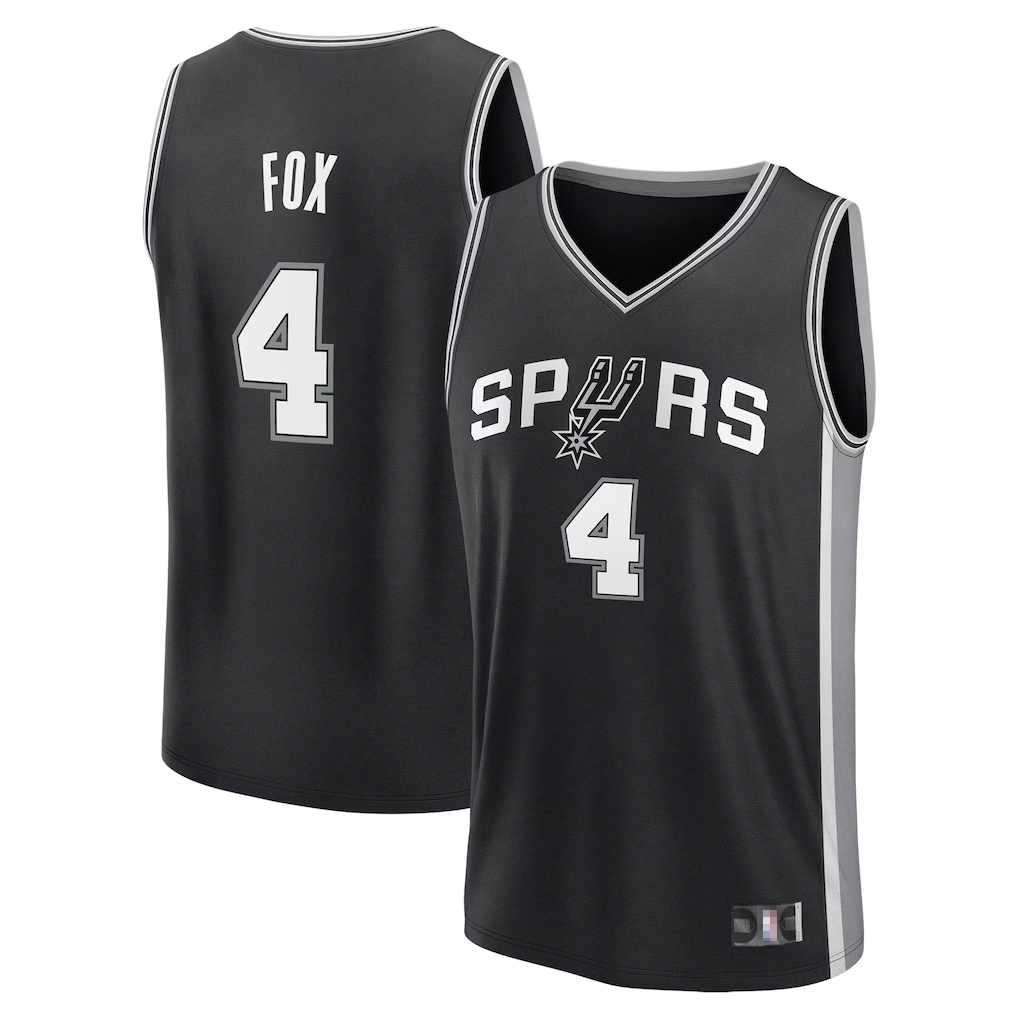 Choea SA.Spurs #4 De'Aaron Fox Fanatics Black Fast Break Replica Player Jerseys - Icon Edition