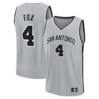 Choea SA.Spurs #4 De'Aaron Fox Fanatics Silver Fast Break Jerseys - Statement Edition
