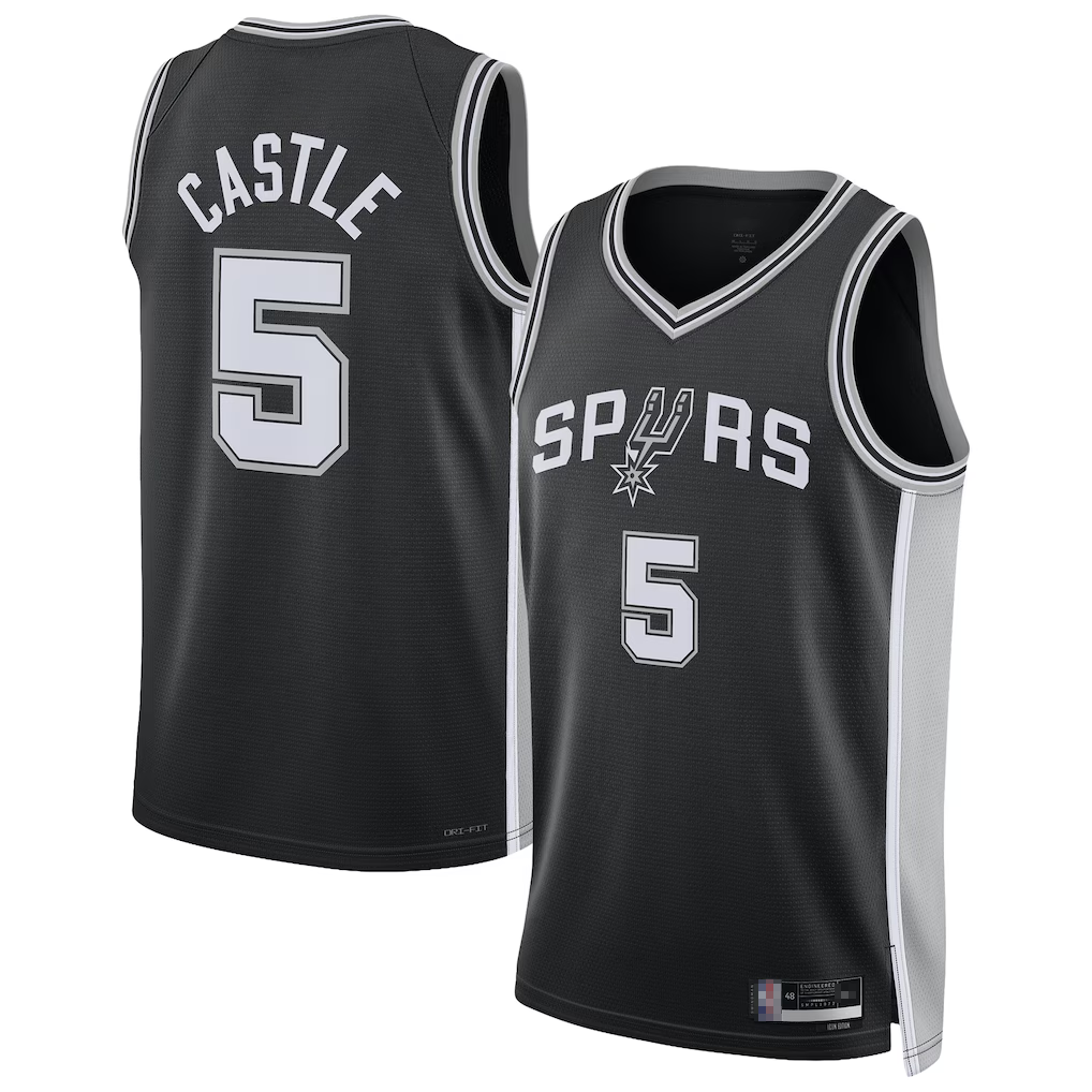 Choea SA.Spurs #5 Stephon Castle Black Swingman Jerseys - Icon Edition