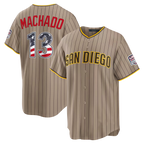 Choea SD.Padres #13 Manny Machado Sand USA 250 Fourth of July Alternate Stadium Jersey