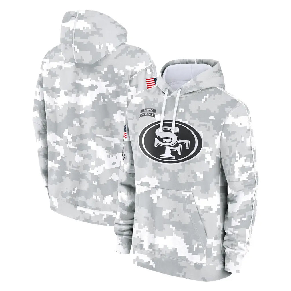 Choea SF.49ers Arctic Camo Limited Salute to Service Pullover Hoodies Game Blank Player Stitched Jerseys