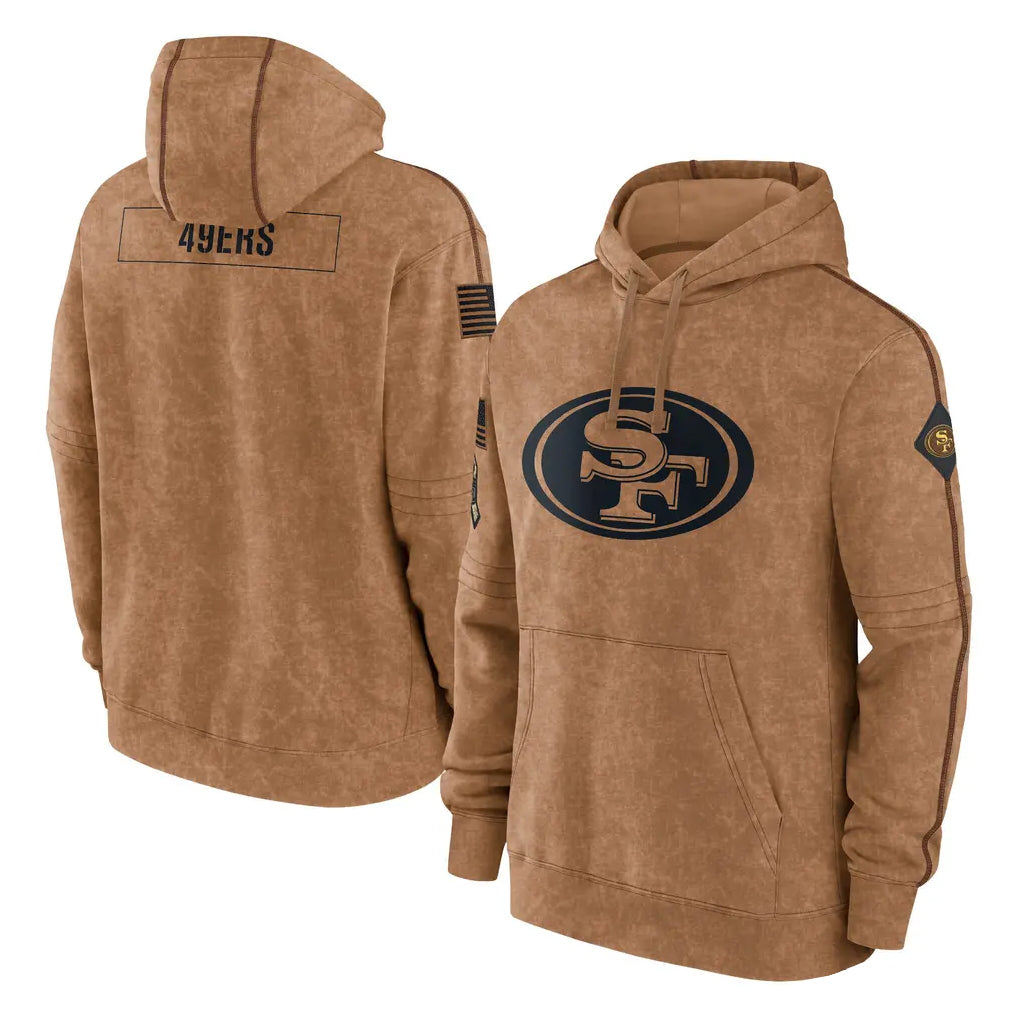 Choea SF.49ers Brown Limited Salute to Service Pullover Hoodies Game Blank Player Stitched Jerseys