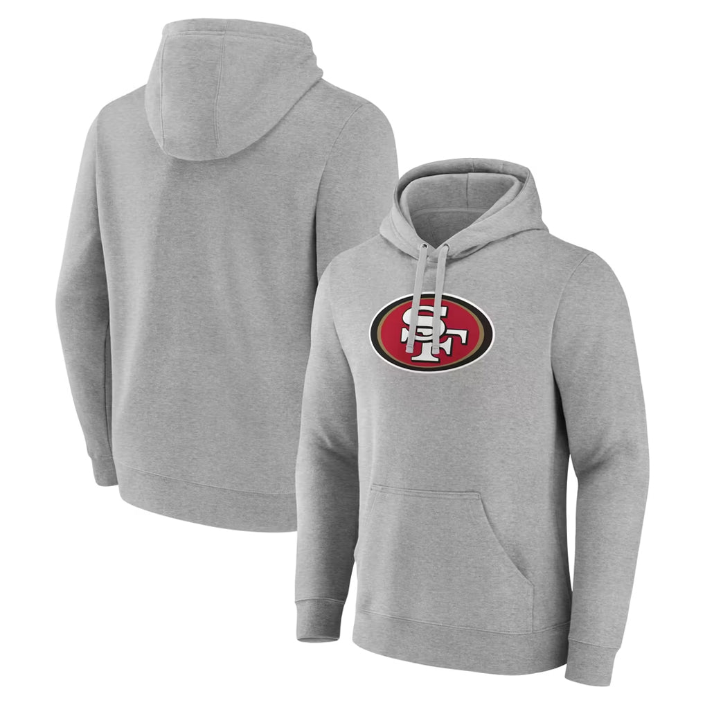 Choea SF.49ers Gray LOGO Pullover Hoodies Home Game Blank Player Stitched Jerseys