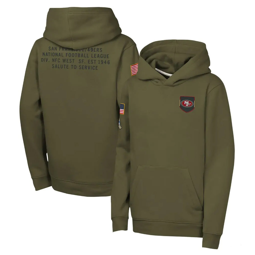 Choea SF.49ers Olive Salute to Service Pullover Hoodies Limited Blank Player Stitched Jerseys