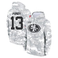 Choea SF.49ers #13 Brock Purdy Player Arctic Camo Limited Salute to Service Pullover Hoodies Game Stitched Jerseys