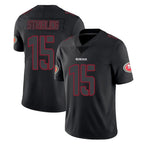 Choea SF.49ers #15 De'Zhaun Stribling Player Black Impact Limited Home Game Stitched Jerseys