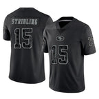 Choea SF.49ers #15 De'Zhaun Stribling Player Black Limited Reflective Home Game Stitched Jerseys
