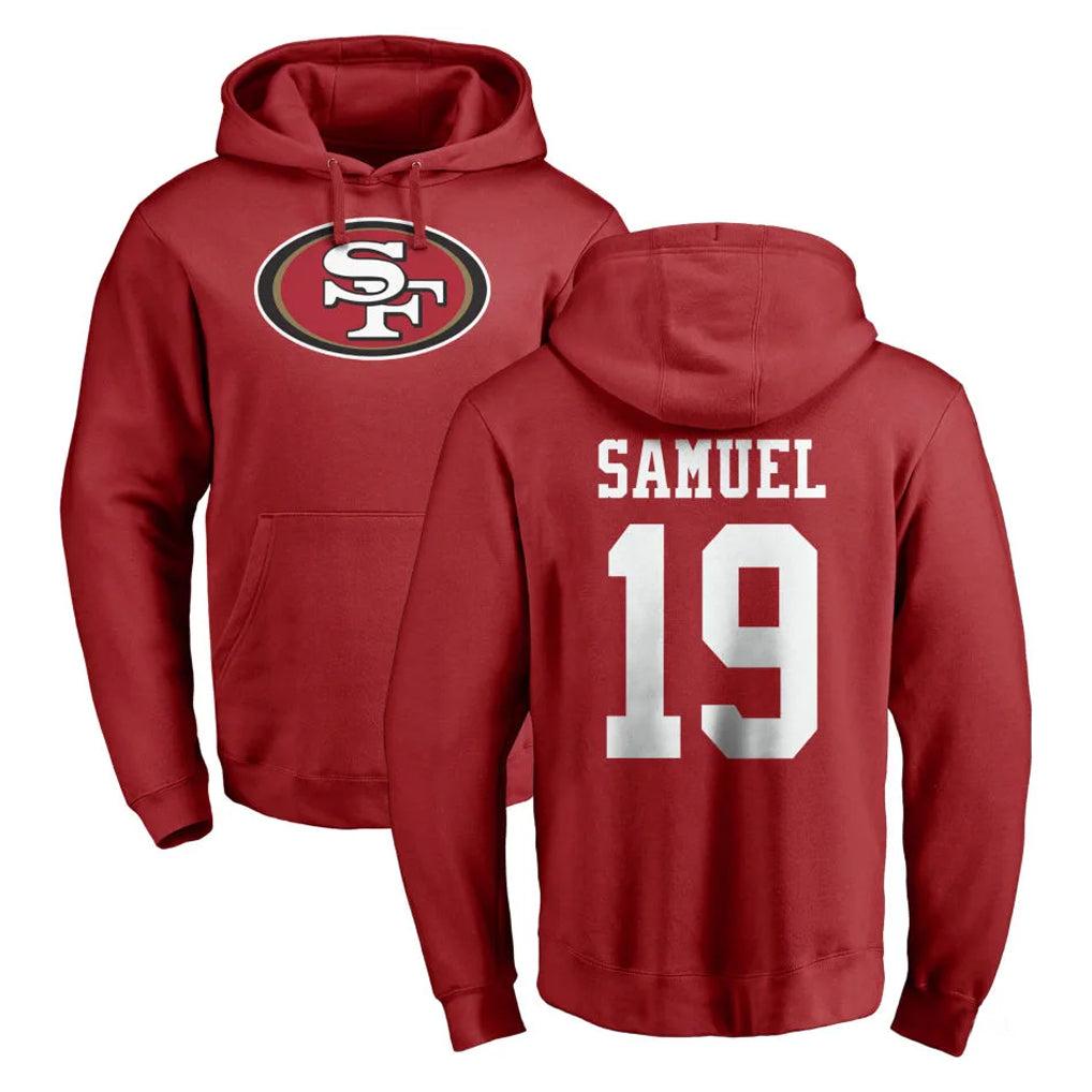 Choea SF.49ers #19 Deebo Samuel Sr. Player Red LOGO Pullover Hoodies Home Game Stitched Jerseys