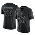 Choea SF.49ers #23 Christian McCaffrey Player Black Limited Reflective Home Game Stitched Jerseys