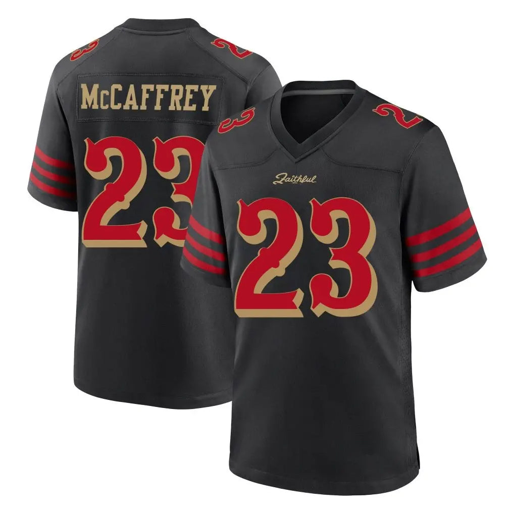 Choea SF.49ers #23 Christian McCaffrey Player Black Rivalries Collection Home Game Stitched Jerseys