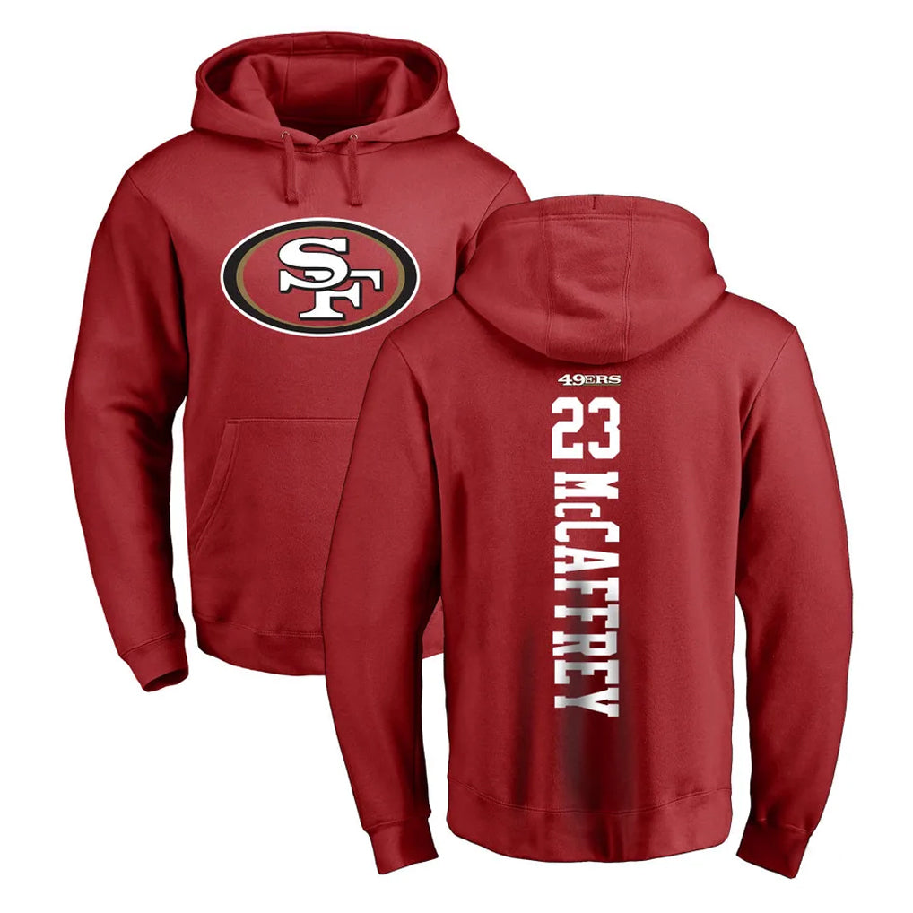 Choea SF.49ers #23 Christian McCaffrey Player Red LOGO Pullover Hoodies Home Game Stitched Jerseys