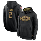 Choea SF.49ers #2 Deommodore Lenoir Player Black Salute to Service Sideline Performance Pullover Hoodies Home Game Stitched Jerseys