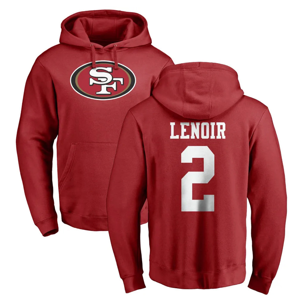 Choea SF.49ers #2 Deommodore Lenoir Player Red LOGO Pullover Hoodies Home Game Stitched Jerseys