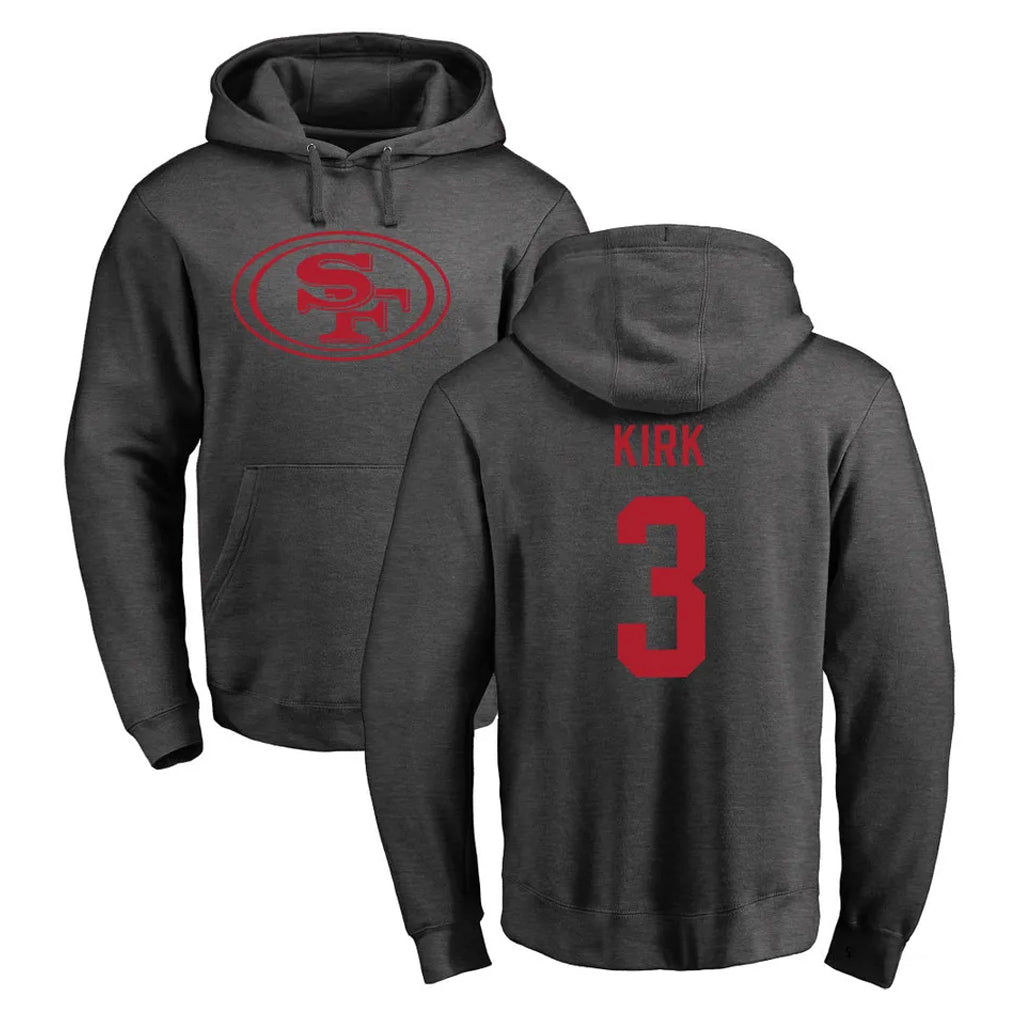 Choea SF.49ers #3 Christian Kirk Player Anthracite Pullover Hoodies Home Game Stitched Jerseys