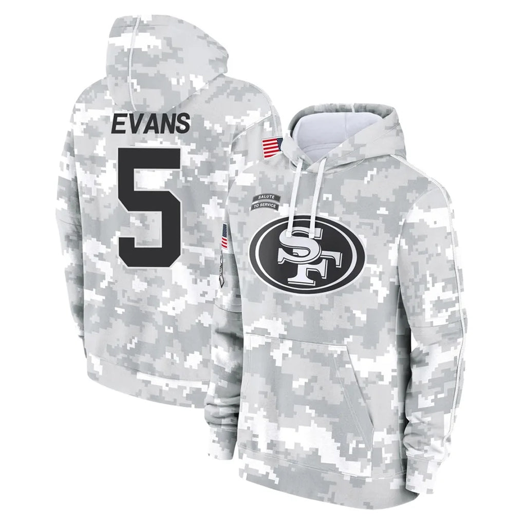 Choea SF.49ers #5 Mike Evans Player Arctic Camo Limited Salute to Service Pullover Hoodies Game Stitched Jerseys