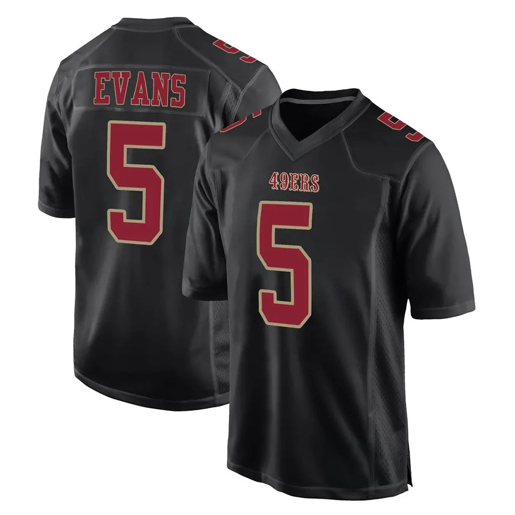 Choea SF.49ers #5 Mike Evans Player Black Fashion Home Game Stitched Jerseys