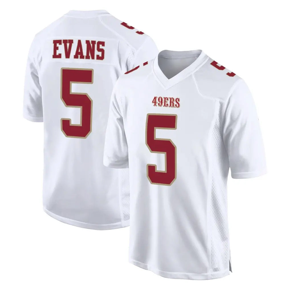 Choea SF.49ers #5 Mike Evans Player White Fashion Home Game Stitched Jerseys